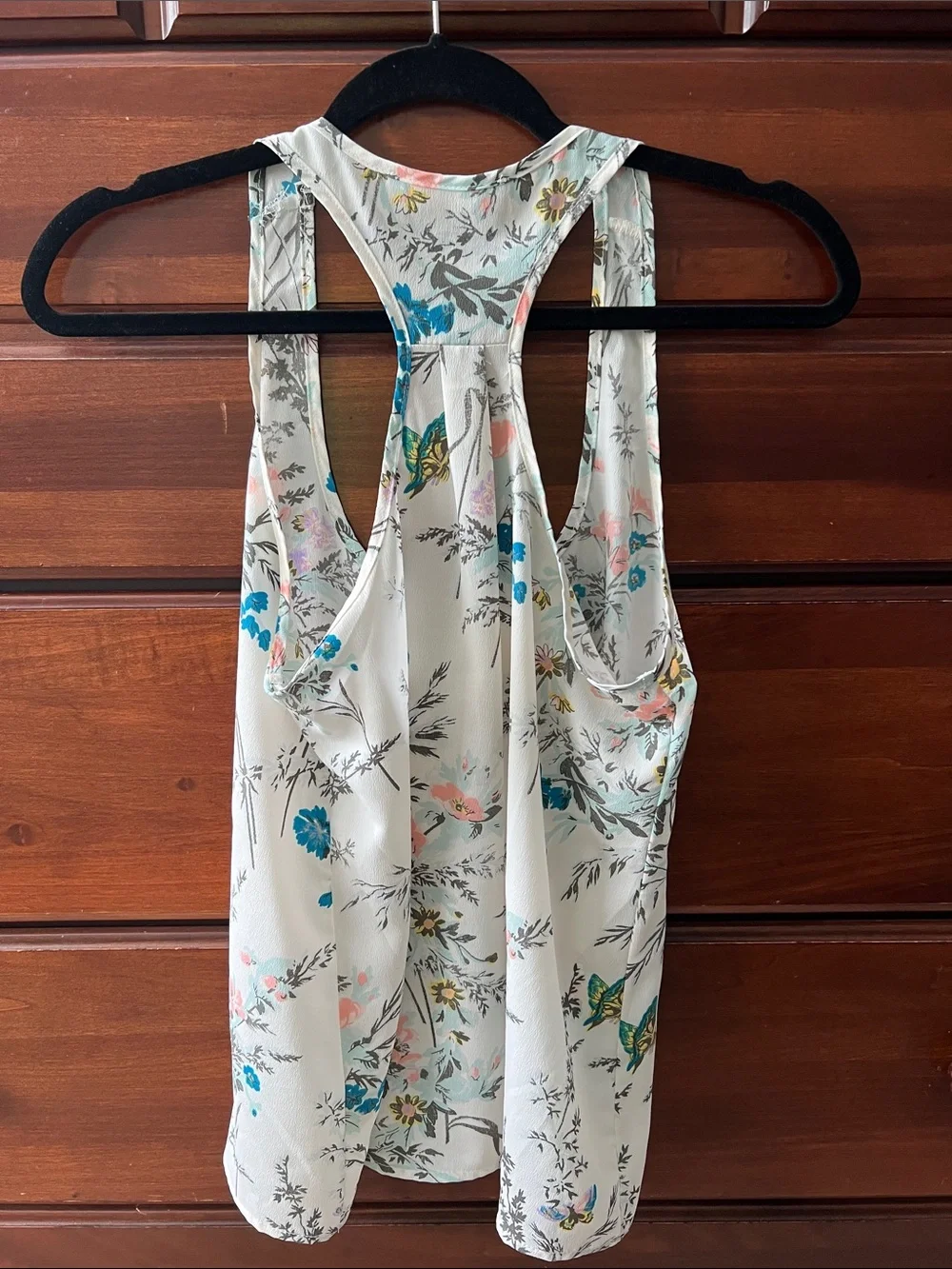 Sleeveless Backless Floral Tank Dress - White with Multicolor Floral